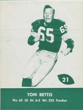1961 Lake to Lake Packers Tom Bettis #21 Football Card