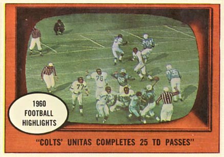 1961 Topps Colts' Unitas 25 Td Passes #57 Football Card