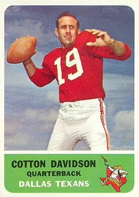 1962 Fleer Cotton Davidson #24 Football Card