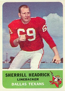 1962 Fleer Sherrill Headrick #29 Football Card