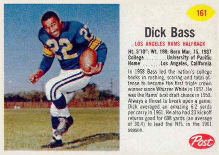 1962 Post Cereal Dick Bass #161 Football Card