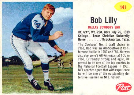 1962 Post Cereal Bob Lilly #141 Football Card