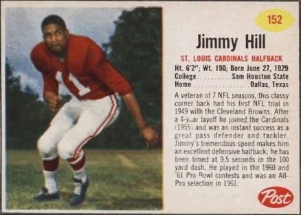 1962 Post Cereal Jimmy Hill #152 Football Card
