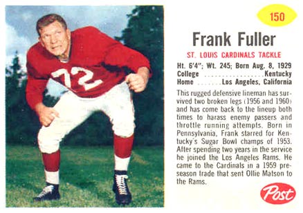 1962 Post Cereal Frank Fuller #150 Football Card