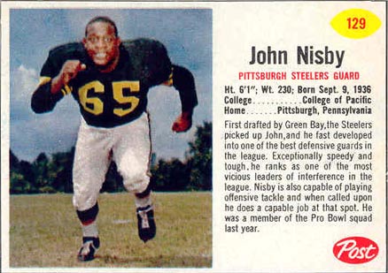 1962 Post Cereal John Nisby #129 Football Card