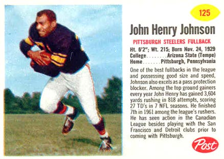 1962 Post Cereal John Henry Johnson #125 Football Card