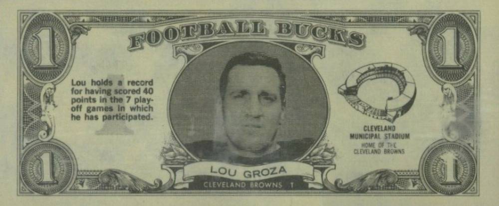 1962 Topps Bucks Lou Groza #38 Football Card