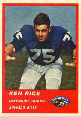 1963 Fleer Ken Rice #29 Football Card