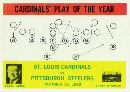 1964 Philadelphia Cardinal's play of the year #182 Football Card