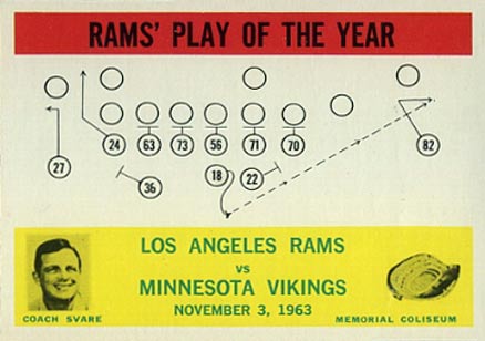 1964 Philadelphia Rams' Play of the Year #98 Football Card