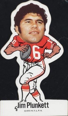 1972 NFLPA Vinyl Stickers Jim Plunkett # Football Card