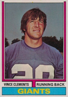 1974 Topps Vince Clements #342 Football Card