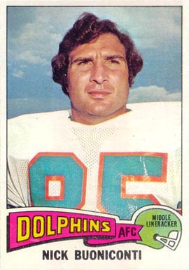 1975 Topps Nick Buoniconti #345 Football Card