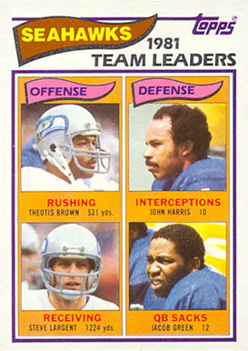 1982 Topps Seahawks Team Leaders #243 Football Card