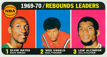 1970 Topps NBA Rebounds Leaders #5 Basketball Card