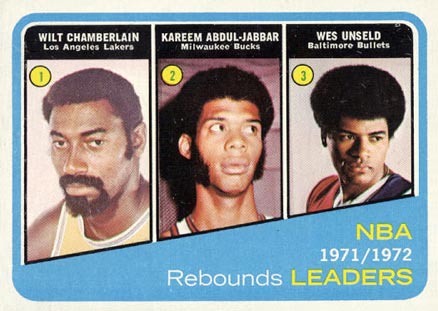 1972 Topps NBA Rebound Leaders #175 Basketball Card