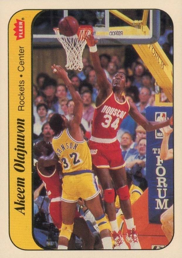 1986 Fleer Sticker Hakeem Olajuwon #9 Basketball Card