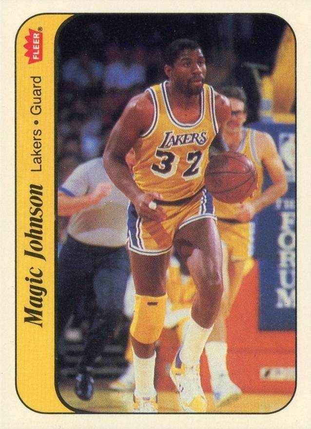 1986 Fleer Sticker Magic Johnson #7 Basketball Card