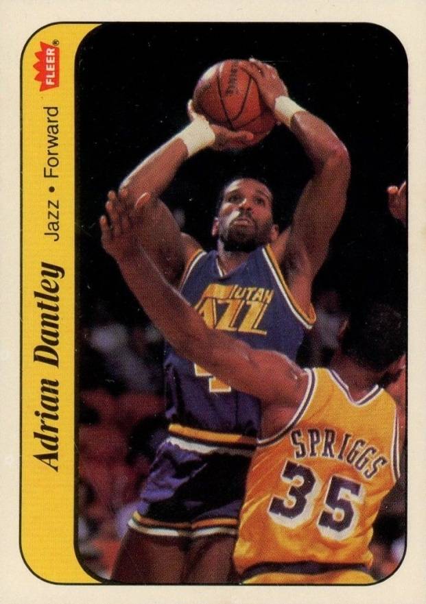 1986 Fleer Sticker Adrian Dantley #3 Basketball Card