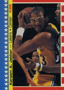 1987 Fleer Sticker Kareem Abdul-Jabbar #8 Basketball Card