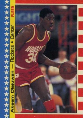 1987 Fleer Sticker Hakeem Olajuwon #3 Basketball Card