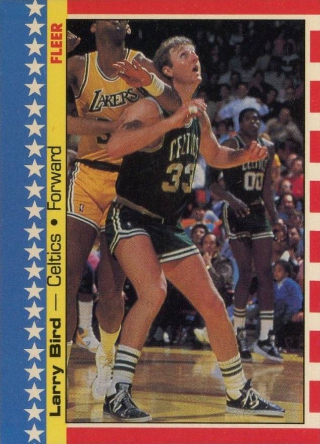 1987 Fleer Sticker Larry Bird #4 Basketball Card