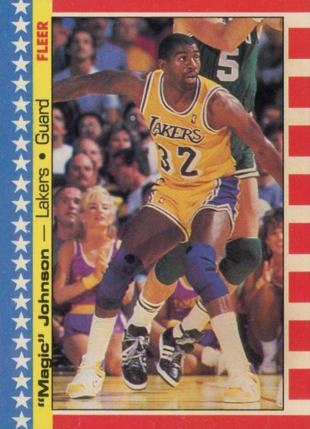 1987 Fleer Sticker Magic Johnson #1 Basketball Card