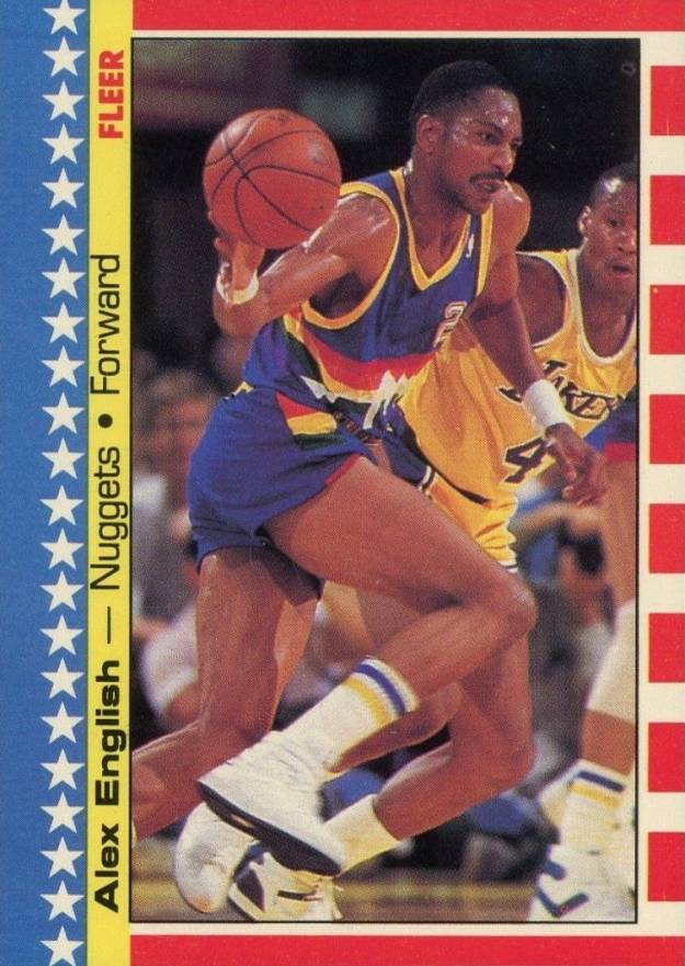 1987 Fleer Sticker Alex English #11 Basketball Card