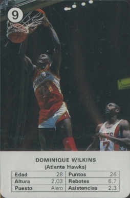 1988 Fournier Estrellas Dominique Wilkins #9 Basketball Card