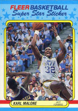1988 Fleer Sticker Karl Malone #8 Basketball Card