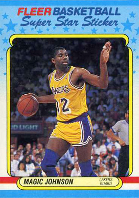 1988 Fleer Sticker Magic Johnson #6 Basketball Card