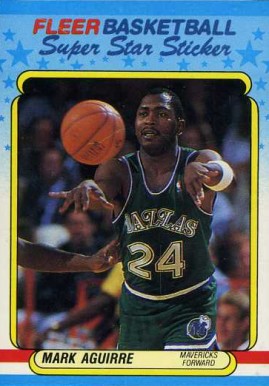 1988 Fleer Sticker Mark Aguirre #1 Basketball Card
