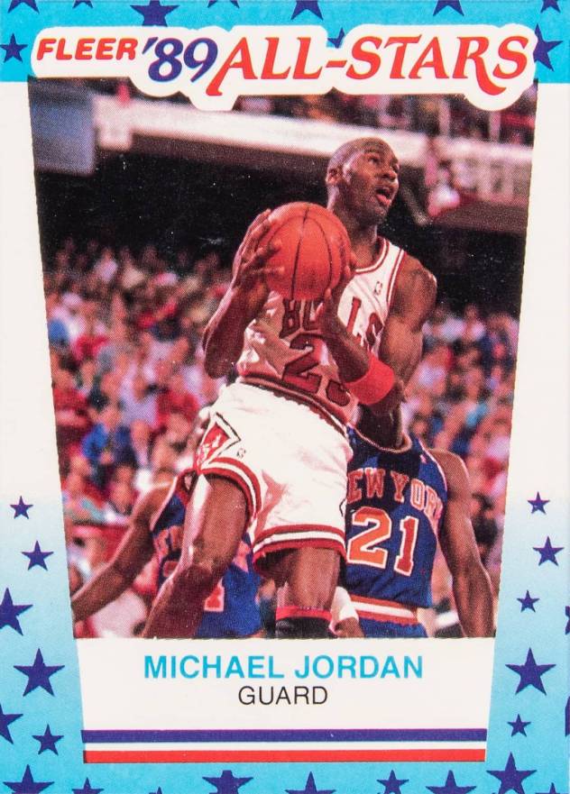 1989 Fleer Sticker Michael Jordan #3 Basketball Card