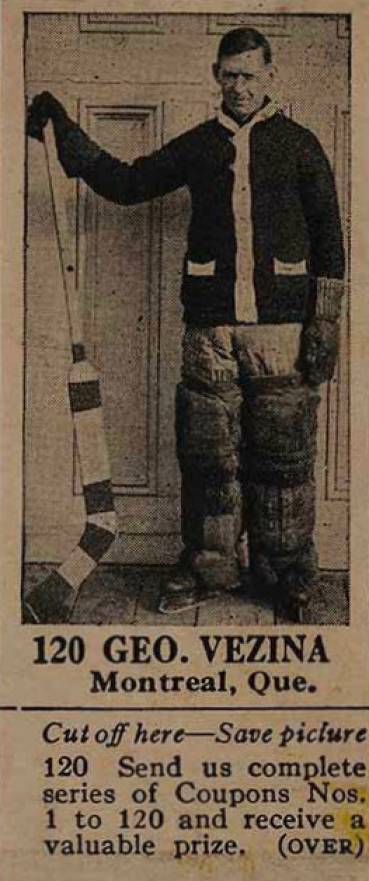 1925 Dominion Chocolate Georges Vezina #120 Hockey Card