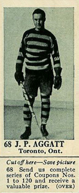 1925 Dominion Chocolate J.P. Aggatts #68 Hockey Card