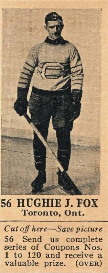 1925 Dominion Chocolate Hughie J. Fox #56 Hockey Card