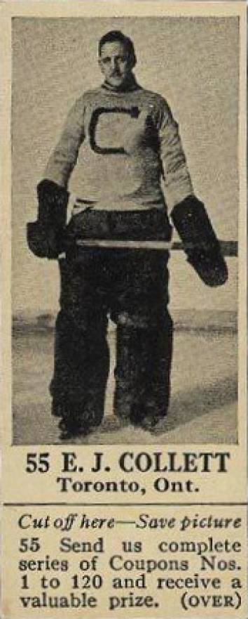 1925 Dominion Chocolate E.J. Collett #55 Hockey Card