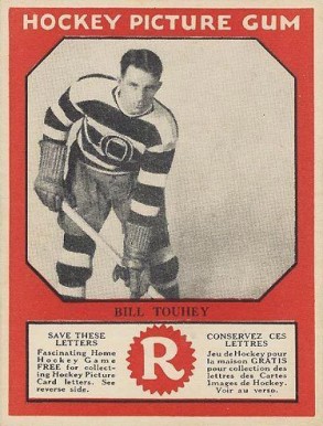 1933 Canadian Gum Bill Touhey # Hockey Card