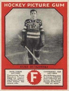 1933 Canadian Gum Duke Dutkowski # Hockey Card