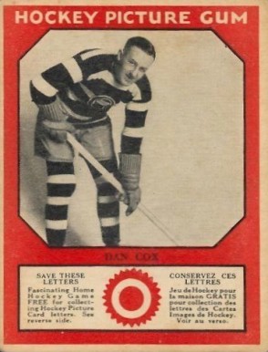 1933 Canadian Gum Danny Cox # Hockey Card