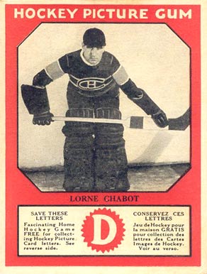 1933 Canadian Gum Lorne Chabot # Hockey Card