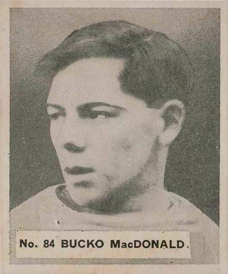 1937 World Wide Gum Bucko MacDonald #84 Hockey Card