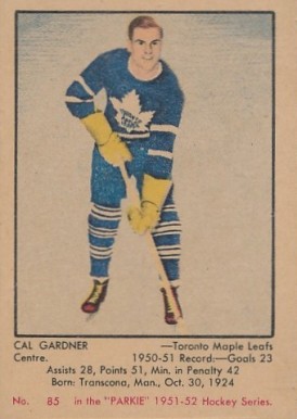 1951 Parkhurst Cal Gardner #85 Hockey Card
