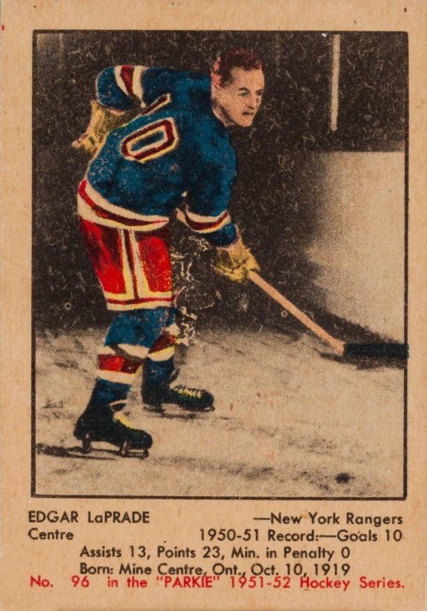 1951 Parkhurst Edgar Laprade #96 Hockey Card