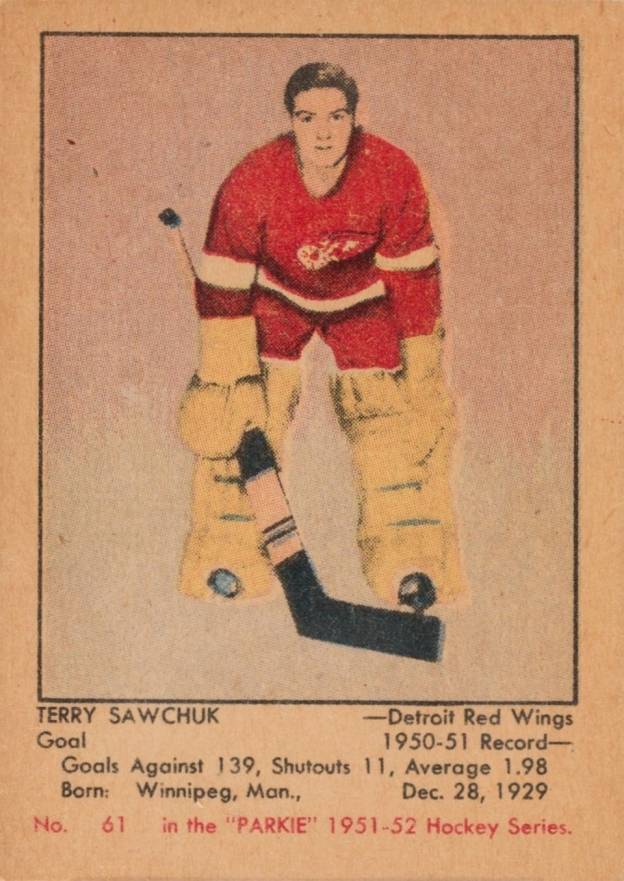 1951 Parkhurst Terry Sawchuk #61 Hockey Card