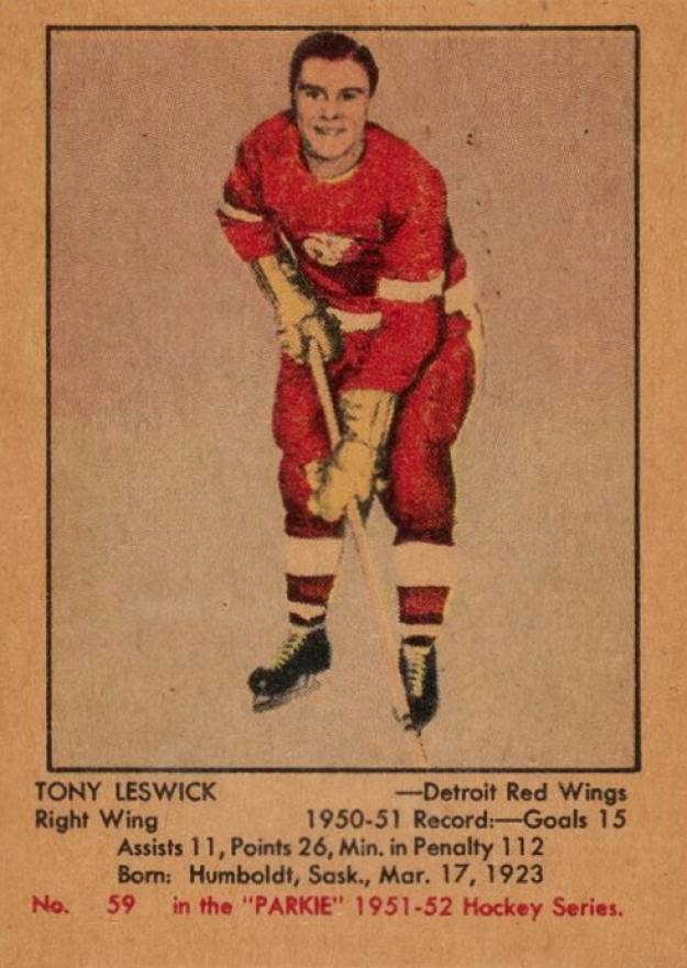 1951 Parkhurst Tony Leswick #59 Hockey Card