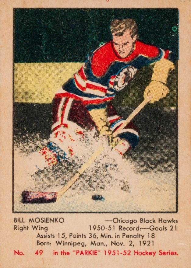 1951 Parkhurst Bill Mosienko #49 Hockey Card