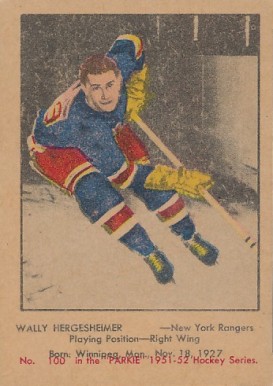 1951 Parkhurst Wally Hergesheimer #100 Hockey Card