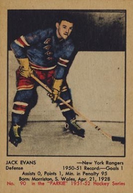 1951 Parkhurst Jack Evans #90 Hockey Card