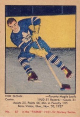1951 Parkhurst Tod Sloan #87 Hockey Card